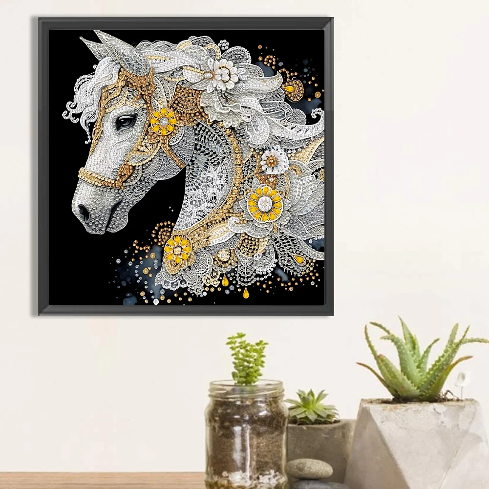 5D DIY Partial Special Shaped Drill Diamond Painting Horse Decoration 30x30cm