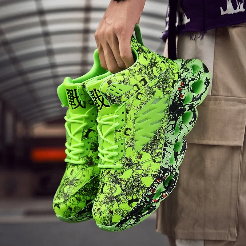 Sneakers Men Graffiti Print Breathable Running Sports Shoes Thick Sole Heighten Street Fashion Shoes Size 46 Tenis Masculino