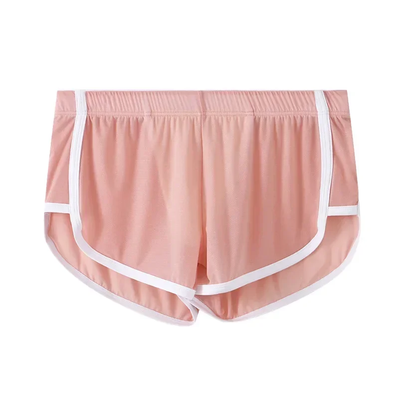 Aonga Men Ice Silk Mesh Aro Pants Penis Pouch Loose Trunks Boxer Shorts Breathable Seamless Slip Homme Underwear aonga