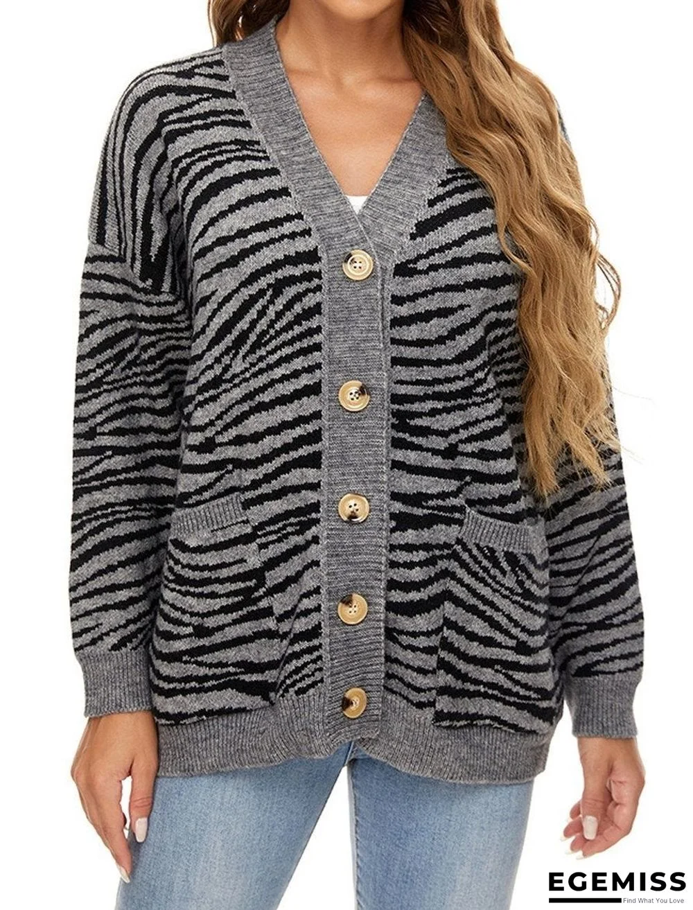 Autumn And Winter Loose Single-breasted Pocket Knitted Cardigan | EGEMISS