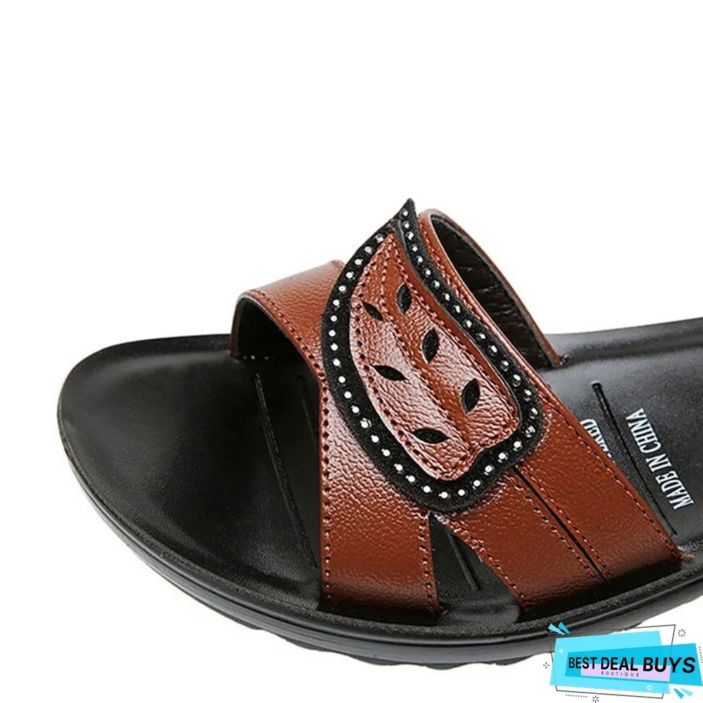 Summer Women Flat Sandals Genuine Leather Beach Shoes Anti Slip Causal Sandals