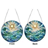 (Upgrade Size)DIY Diamond Painting Art Double Sided Effect Pendant Colorful Stained Glass Hanging Ornament Kit(Waves)