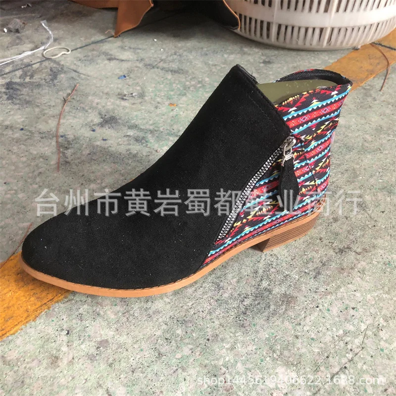 Yyvonne Large-Size Velvet-Faced Martin Boots Women 2025 Autumn And Winter New Round Head Low With Double Zipper English Short Boots