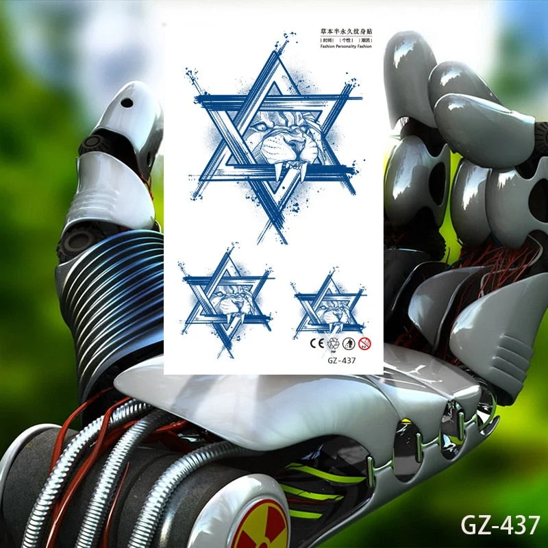 Temporary Waterproof Tattoo Stickers Ancient Chinese God of War Totem Thinker Juice Ink Men Women Girl Chest Arm Body Fake Tatoo