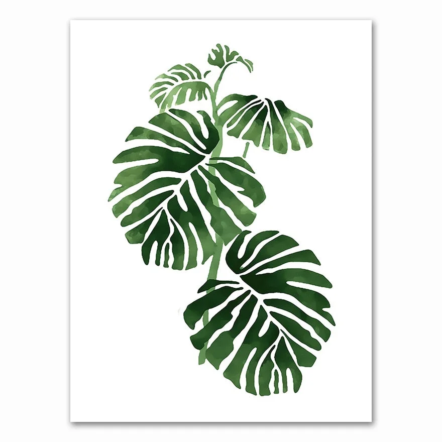 Scandinavian Style Tropical Plants Poster Green Leaves Decorative Picture Modern Wall Art Paintings for Living Room Home Decor
