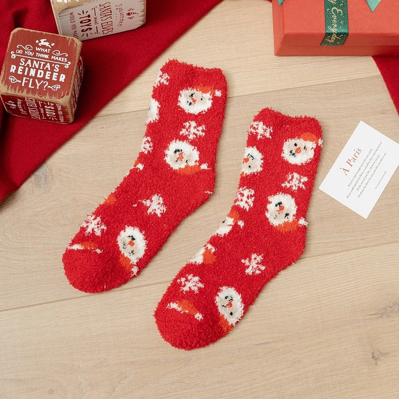 Christmas Socks Women’s Coral Fleece Socks Women’s Carpet Velvet Socks Winter Thickened Floor Sleeping Plush Socks