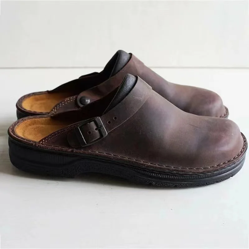 Yyvonne Bottom Slope And Generous Head Behind The Empty Shallow Mouth Men Casual Big Size Single Shoes Sandals Slippers