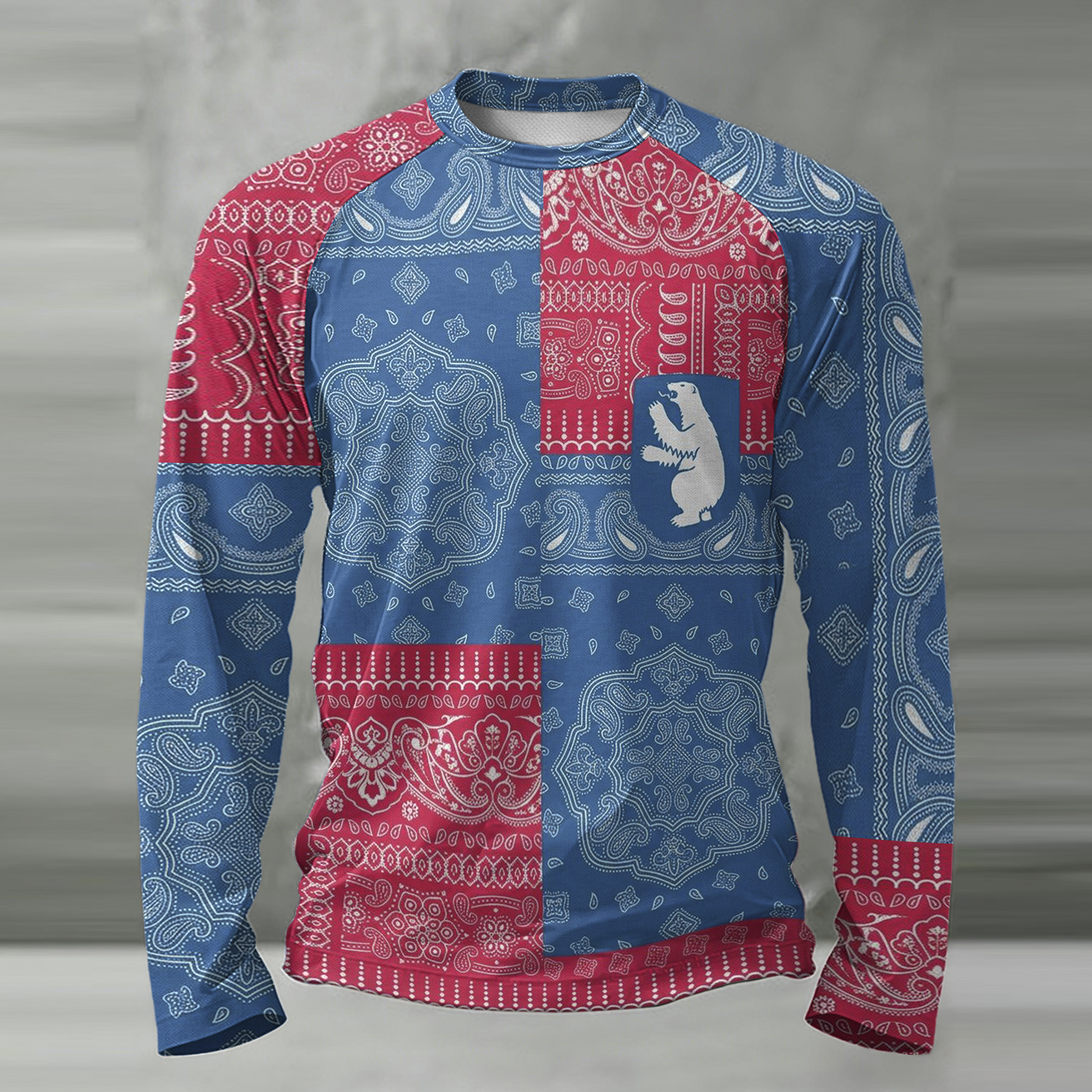 Men's Vintage Greenland Print Long Sleeve Casual T-shirt artswardrobe