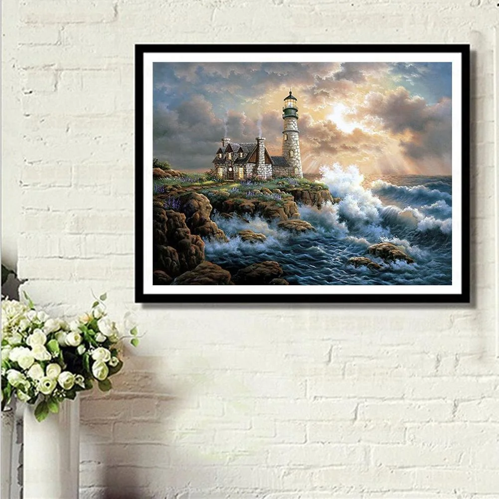 Diamond Painting - Full Round Drill - Seaside Lighthouse(40*30cm)
