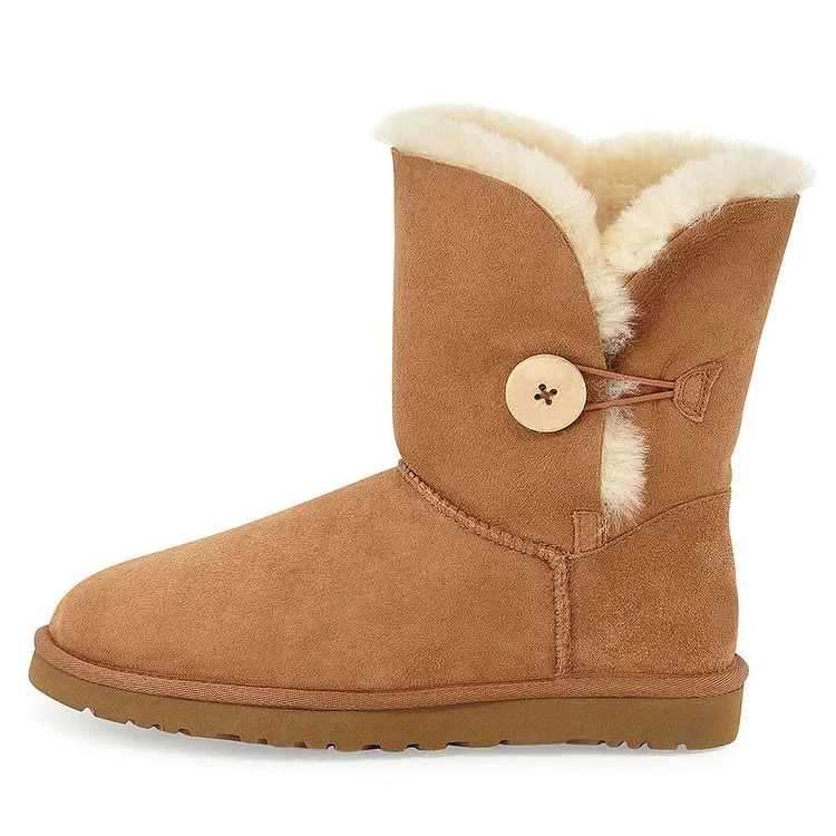 Camel Flat Winter Boots with Suede Finish Vdcoo