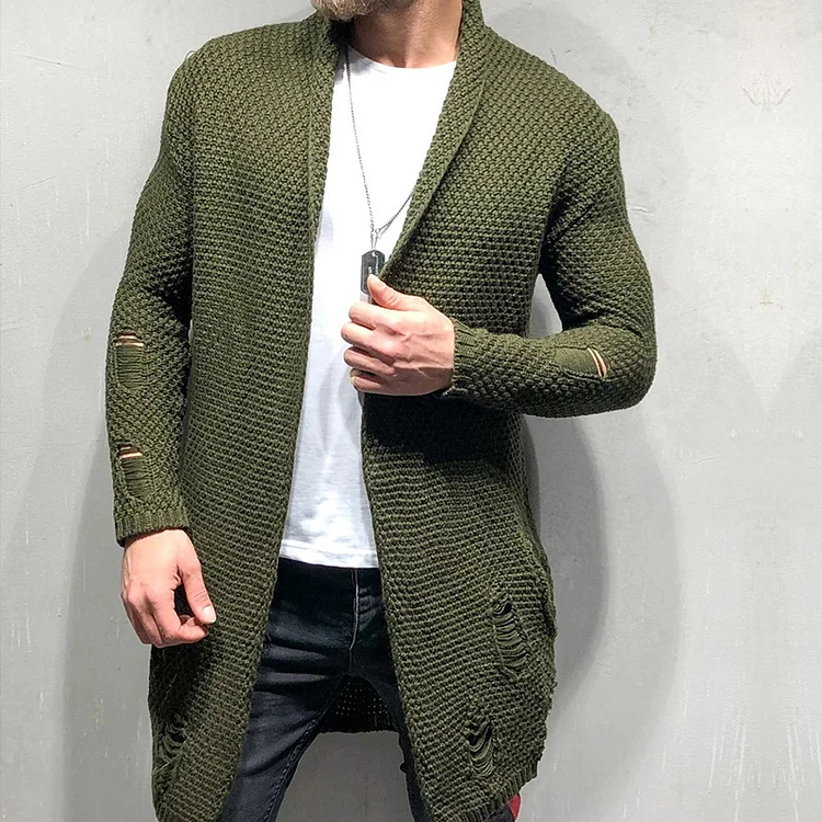 Men's Mid Length Loose Knitted Cardigan