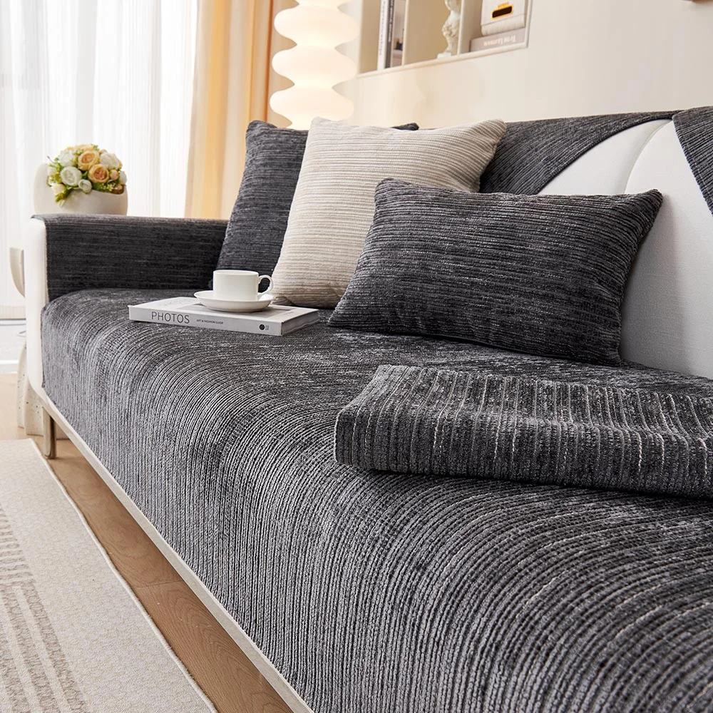 Simple Striped Chenille Anti-scratch Couch Cover