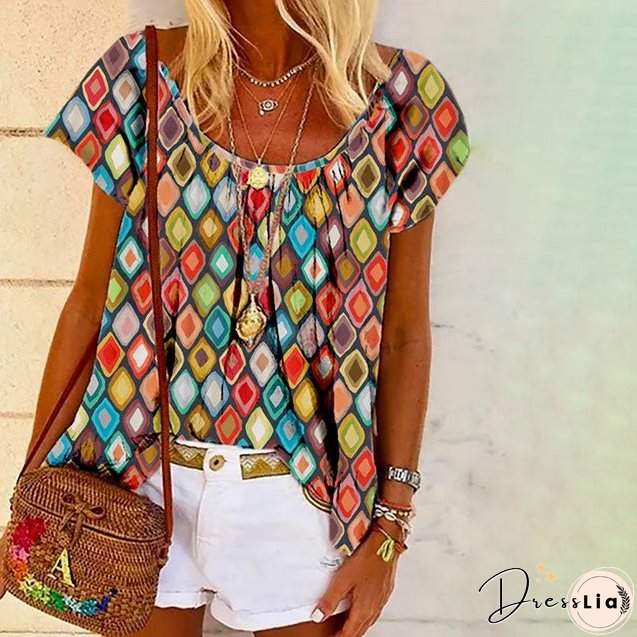 Colourful Geometric Print Top