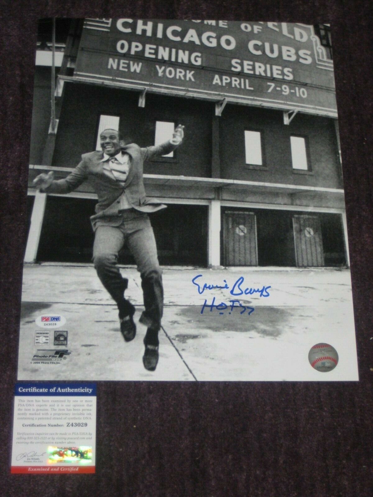 ERNIE BANKS Signed CUBS MARQUEE 11x14 Photo Poster painting w/ PSA COA & HOF Inscription