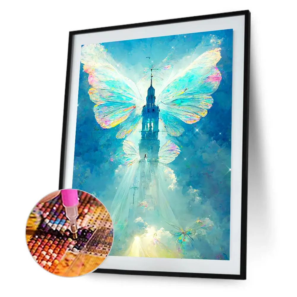 Full Round Diamond Painting 30*40cm - Butterfly Crystal Castle
