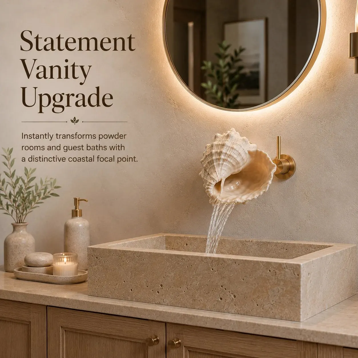Shell faucet waterfall water flow