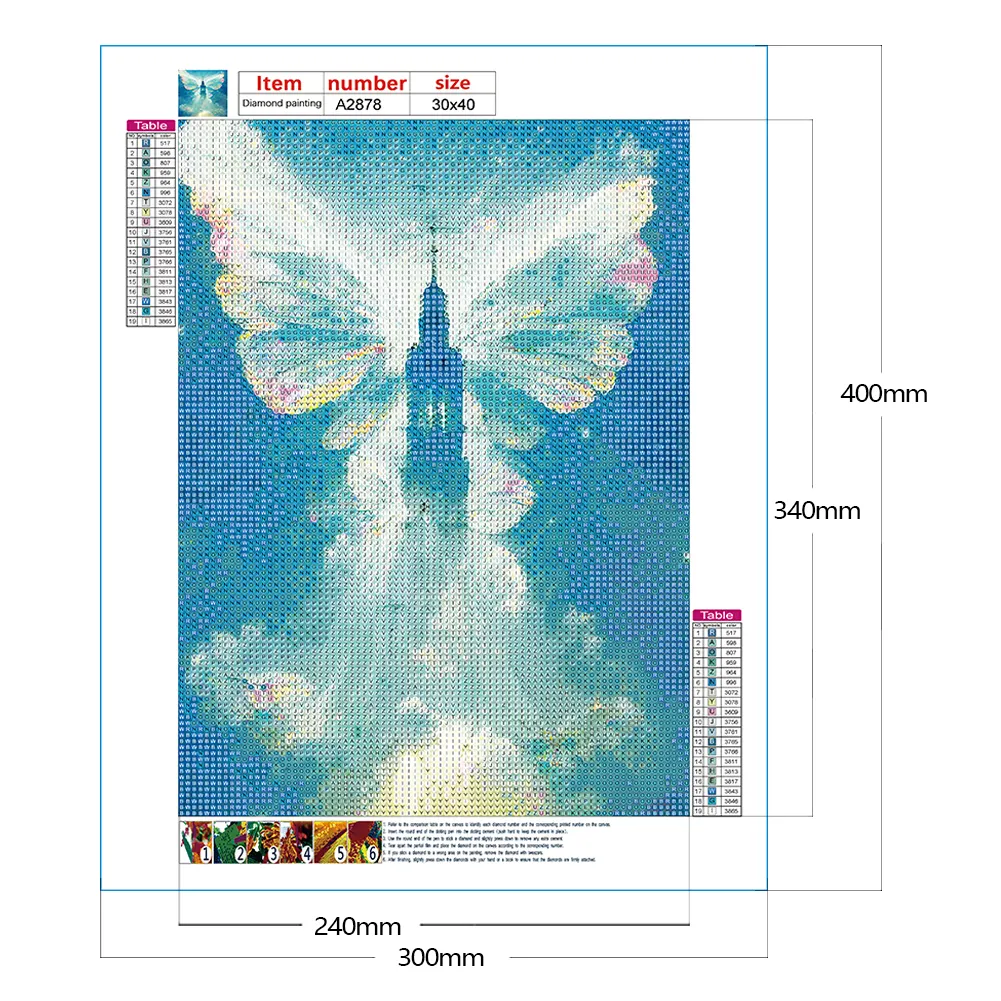 Full Round Diamond Painting 30*40cm - Butterfly Crystal Castle