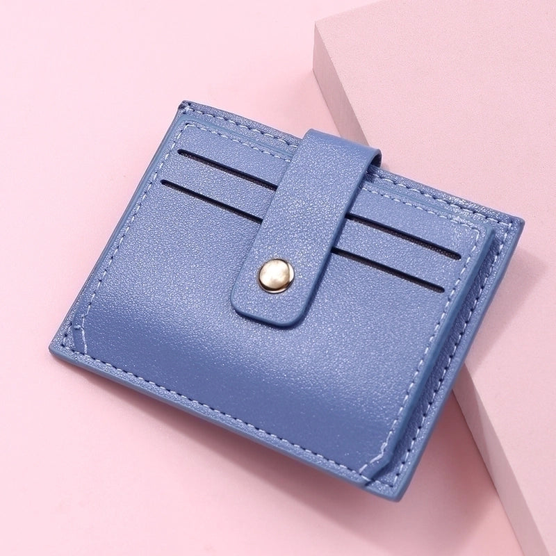 Women’s Solid Color Pu Leather Flip Cover Card Holders