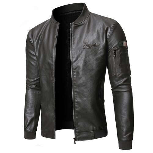 2025 Brand Clothing Men Slim Fit Leather Jacket Motorcycle Faux Leather Jackets Couro Winter Coat Men Warm Pu Jackets S-3XL