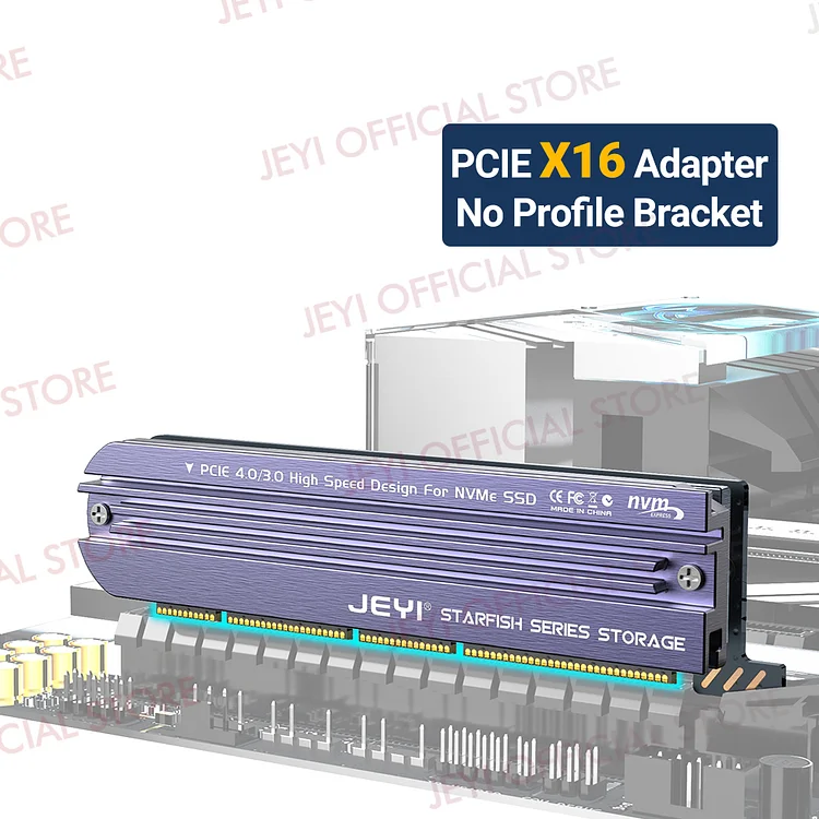 JEYI M.2 NVME to PCIe 4.0 3.0 Adapter With Aluminum SSD Heatsink, NVMe 64Gbps Gen4 PCIE x1 X4 X8 X16 Expansion Card for Desktop