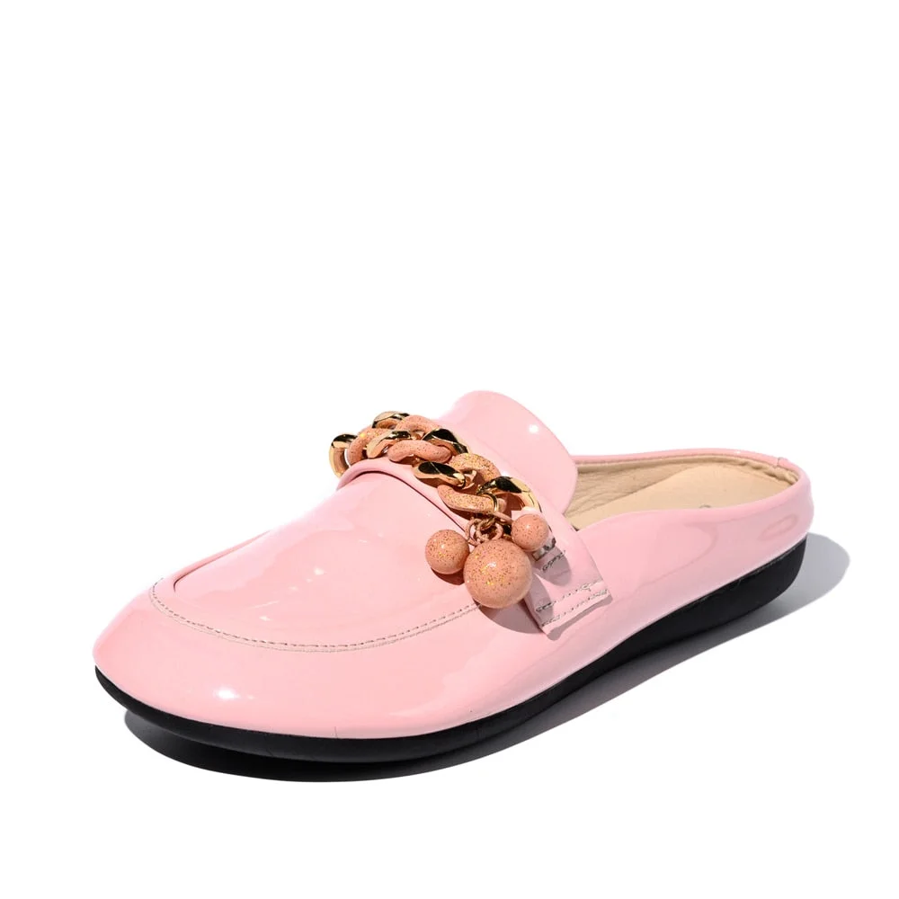 2021 Luxury Brand Designer Women Slippers Slip On Mules Flat  Casual Shoes  Slides  Summer Footwear  Female Patent leather shoes