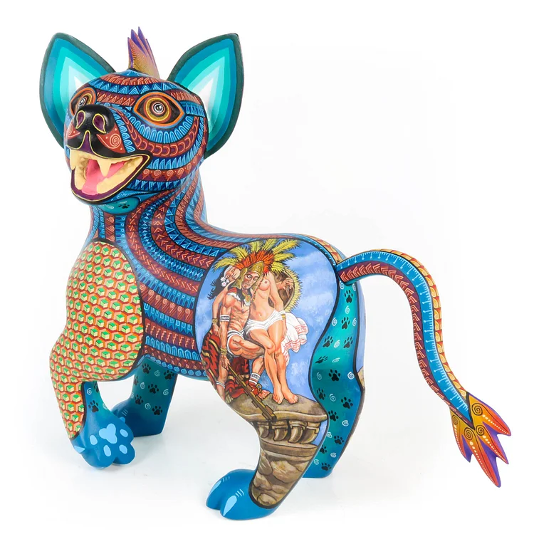 Aztec Xoloitzcuintle Dog - Oaxacan Alebrije Wood Carving