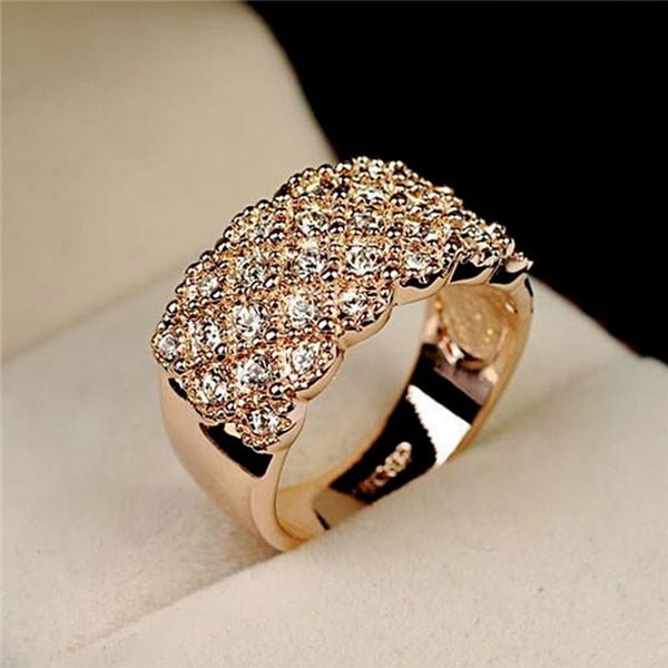Ladies Rings Engagement Ring For Woman Luxury Jewelry Gold Ring Stainless Steel Diamond 14KGold Rings - Shop Trendy Women's Fashion | TeeYours