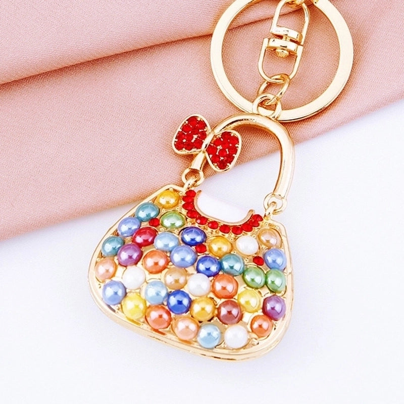 Elegant Korean Style Bag Metal Inlay Rhinestones Women’s Bag Pendant Keychain