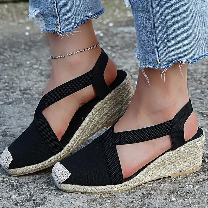 Qengg MCCKLE Wedges Shoes for Women Slip On Closed Toe Espadrille Platform Women's Sandals Female 2021 Summer High Quality Shoes Lady