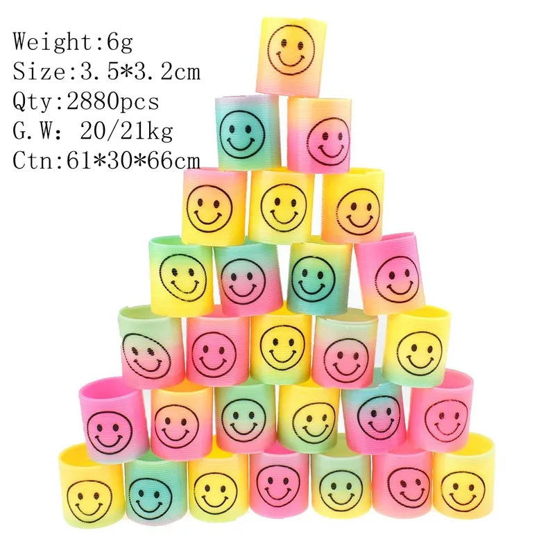 12 Pieces Cute 3. 5cm Children’s Colorful Spring Coil Little White Rabbit Rainbow Elastic Force Circle Toy