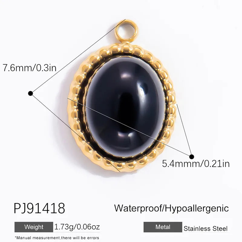 1 Piece 6.7*9.9mm 304 Stainless Steel Natural Stone Geometric Pendant Jewelry Accessories