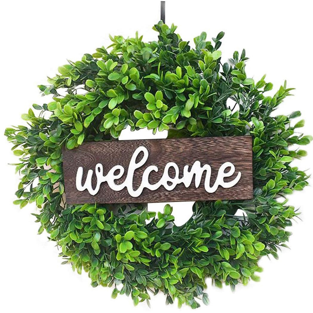 

Simulation Leaf Welcome Door Wreath Decor DIY Hanging Ornament Wall Pendant, 501 Original