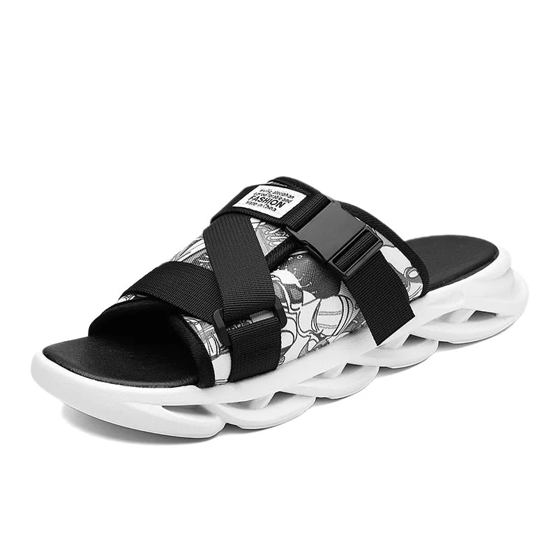 Summer Slippers Men Home Indoor Slides for Men's Shoes Comfort Flat Sole Non-slip Flip-flops Trend Beach Shoes Sport Slippers