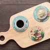 Ensemble de 8 pi&egrave;ces : kits de sous-verres de peinture en diamant maison avec support rond en bois de sous-verre d&rsquo;art en diamant avec coussin antid&eacute;r