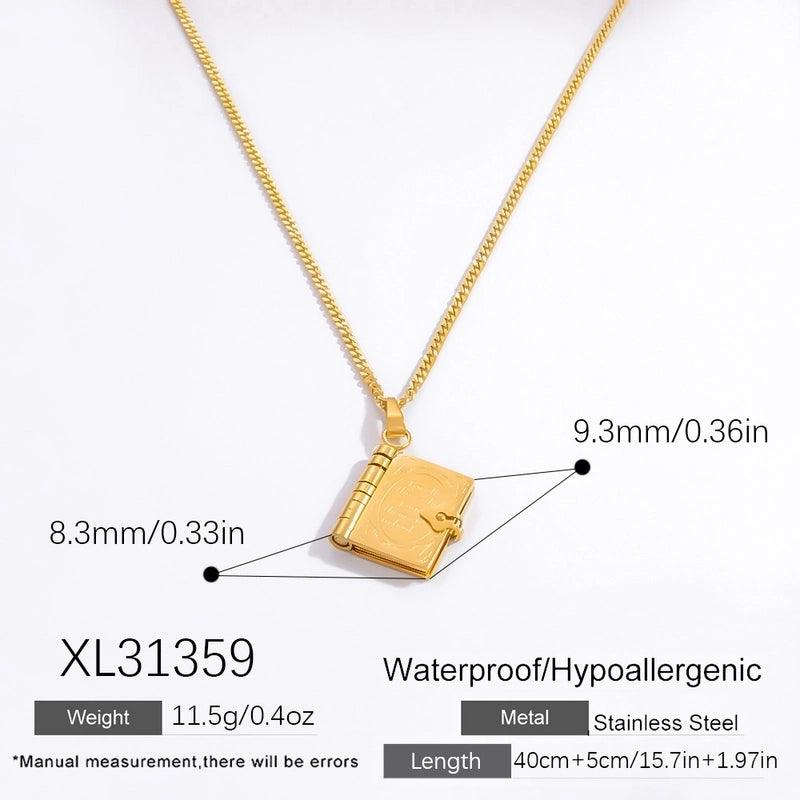 Vintage Style Classic Style Book Envelope Heart Shape Titanium Steel Plating Pendant Necklace