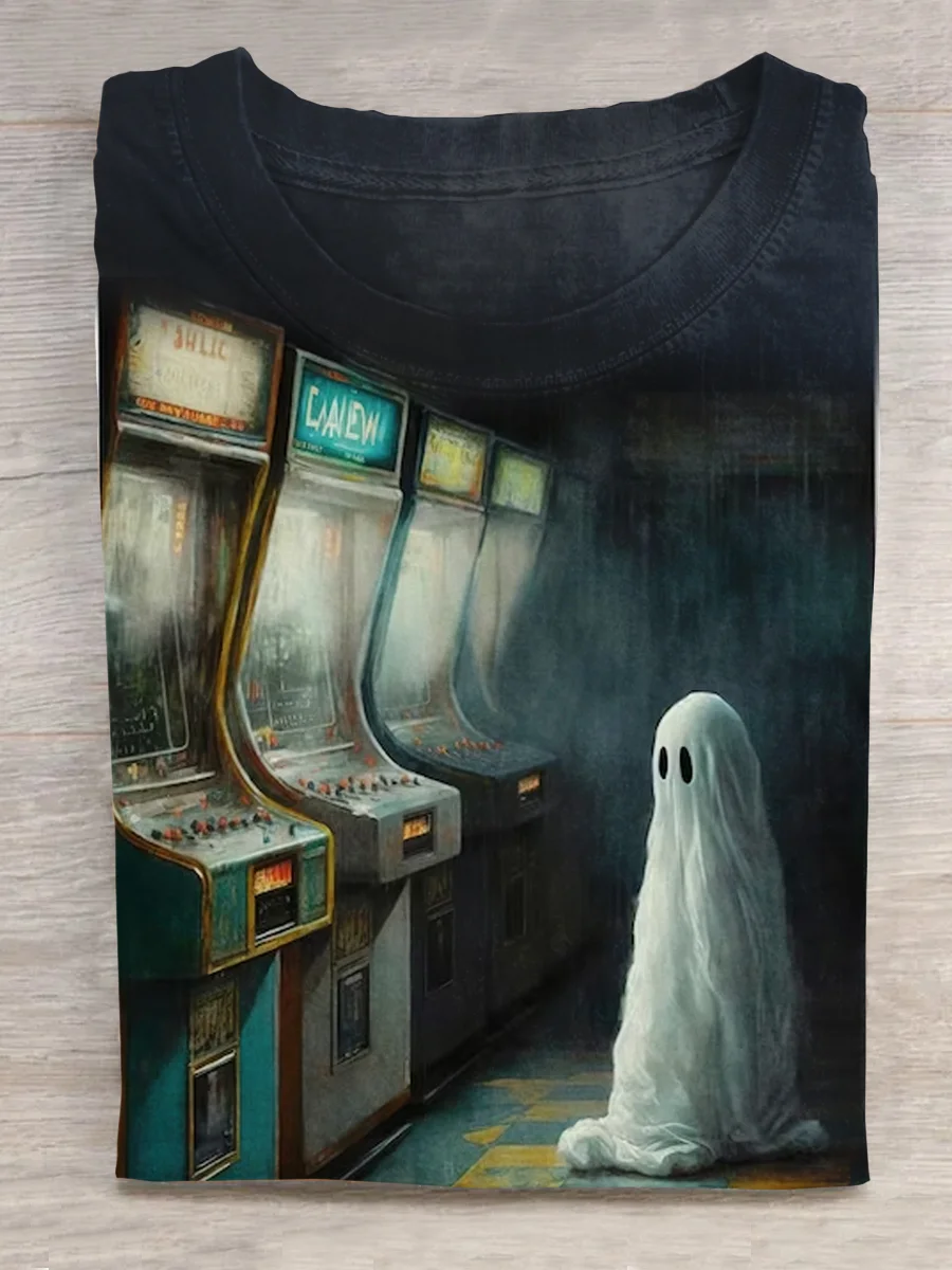 Ghost in an Abandoned Arcade Halloween T-shirt