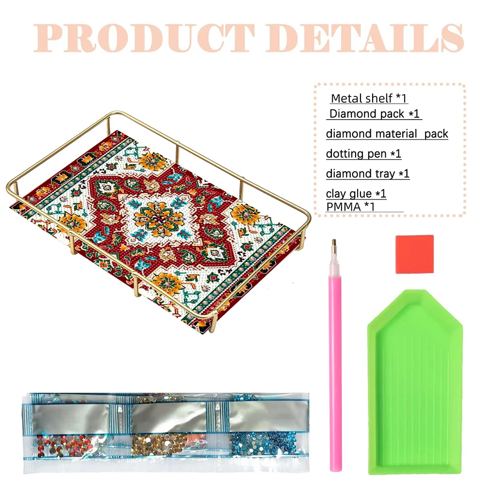 DIY Mandala Pattern Acrylic Special Shaped 5D Diamond Painting Tray Art Craft Decor(28*19*5cm)