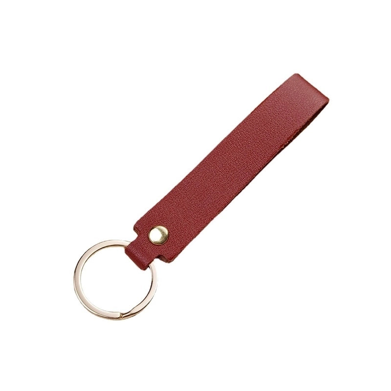 Solid Color Leather Key Chain Hand Rope Bag Pendant Doll Lanyard Fashion Couple Car Key Chain Accessories