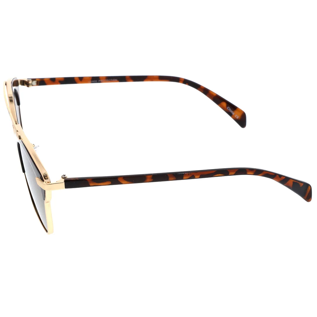 High Fashion Two-Toned Pantos Crossbar Neutral-Colored Lens Aviator glasses 52mm