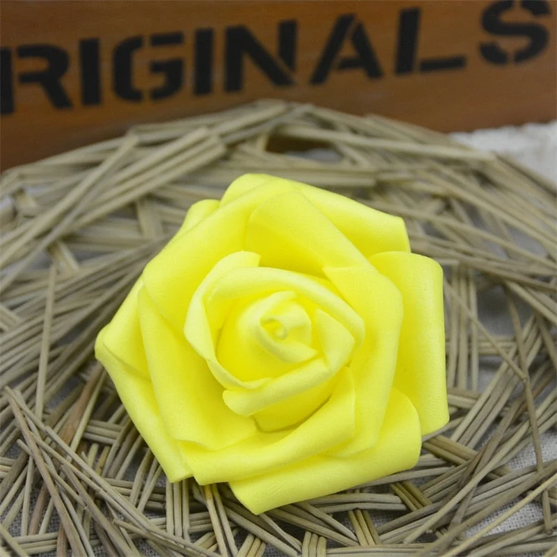 50pcs 6cm Artificial PE Foam Rose Flower Heads For Wedding Home Party Decoration DIY Garland Craft supplies Fake Flowers Ball