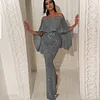 Women's Sequins Shining Cover Hip Slit Evening Gown