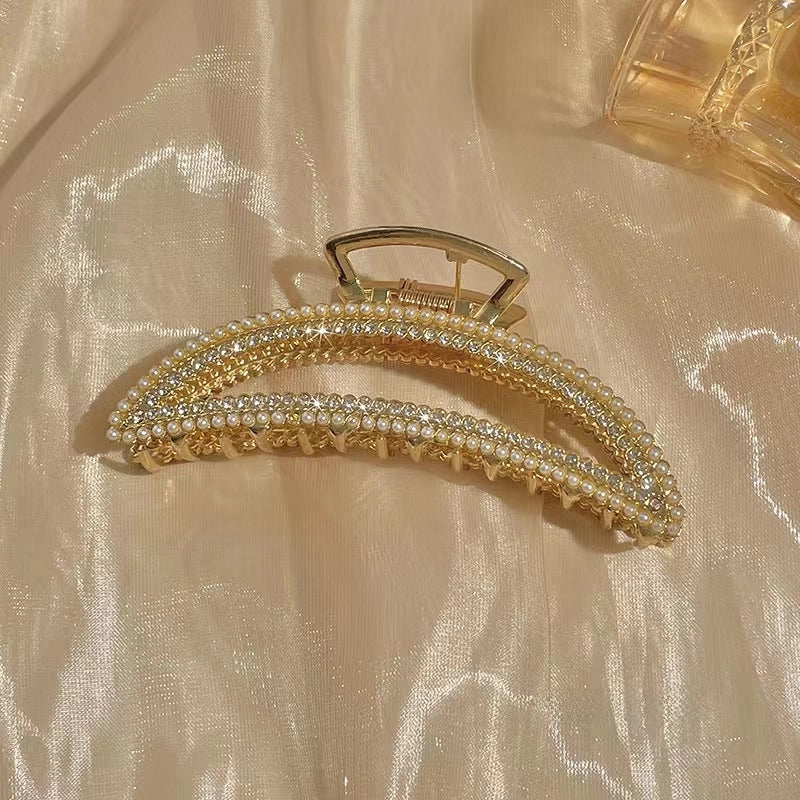 Metal Grab Clip Elegant Bow Hairpin Back Head Large Shark Clip French Pearl Clip Hair Accessories