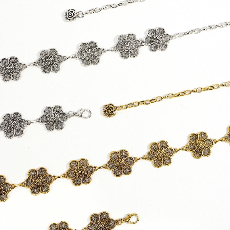 Baroque Style Solid Color Metal Unisex Chain Belts