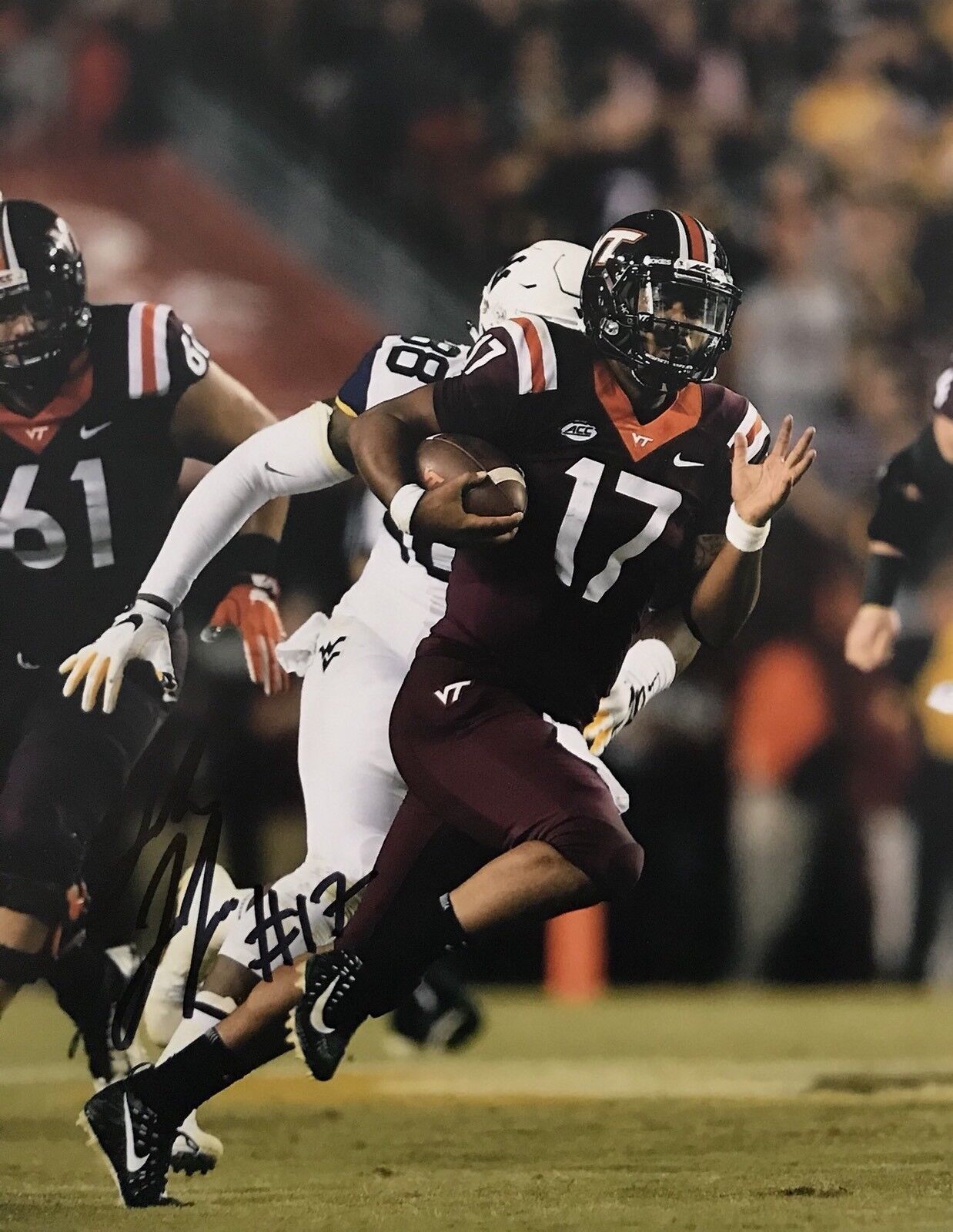 Josh Jackson Signed Autographed Virginia Tech Hokies 8x10 Photo Poster painting Heisman Coa