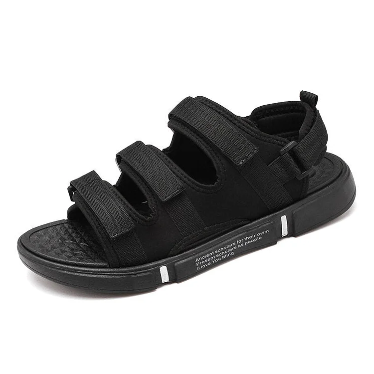 Men Brief Triple Band Opened Toe Printing Letter Pattern Outdoor Slipper
