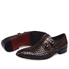 Dark Brown Genuine Cow Leather Double Monk Straps Dress Shoes