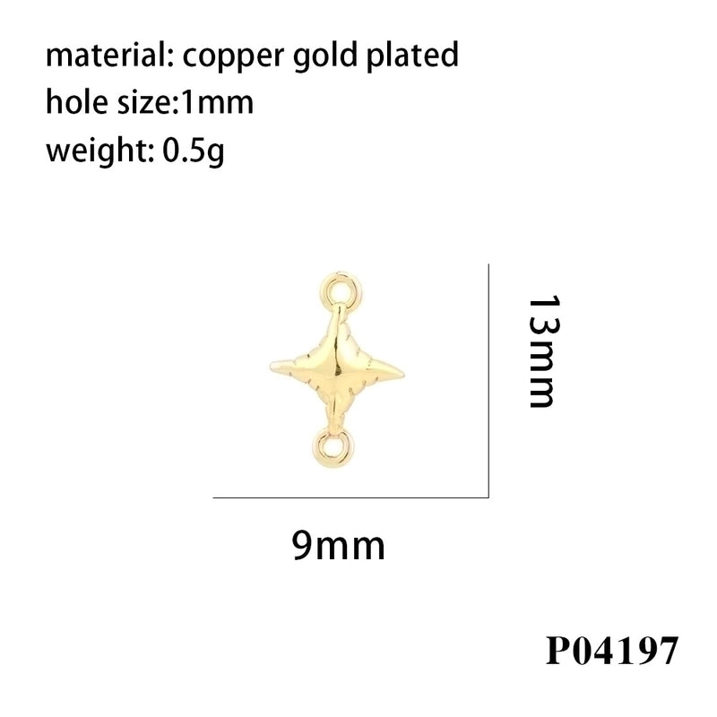 Minimalist Cross Copper Enamel Plating Inlay Zircon 18k Gold Plated Charms