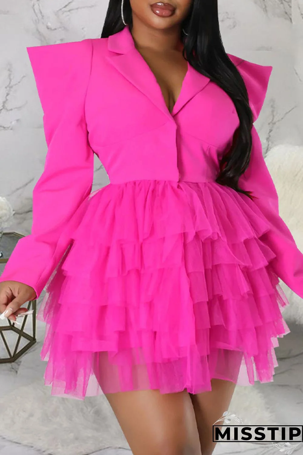 Tangerine Red Casual Street Solid Patchwork Turn-back Collar A Line Dresses