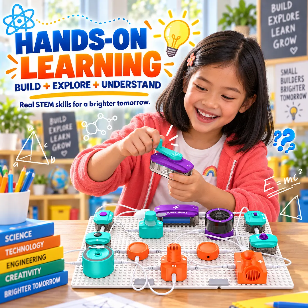 BEBANG Science Kits for Kids, Circuit Board for Kids with 450+ Projects Snap-Together Circuit Building Kit with Lights, Sound, Flying Saucer, School Family STEM Toy Gift for Boys Girls