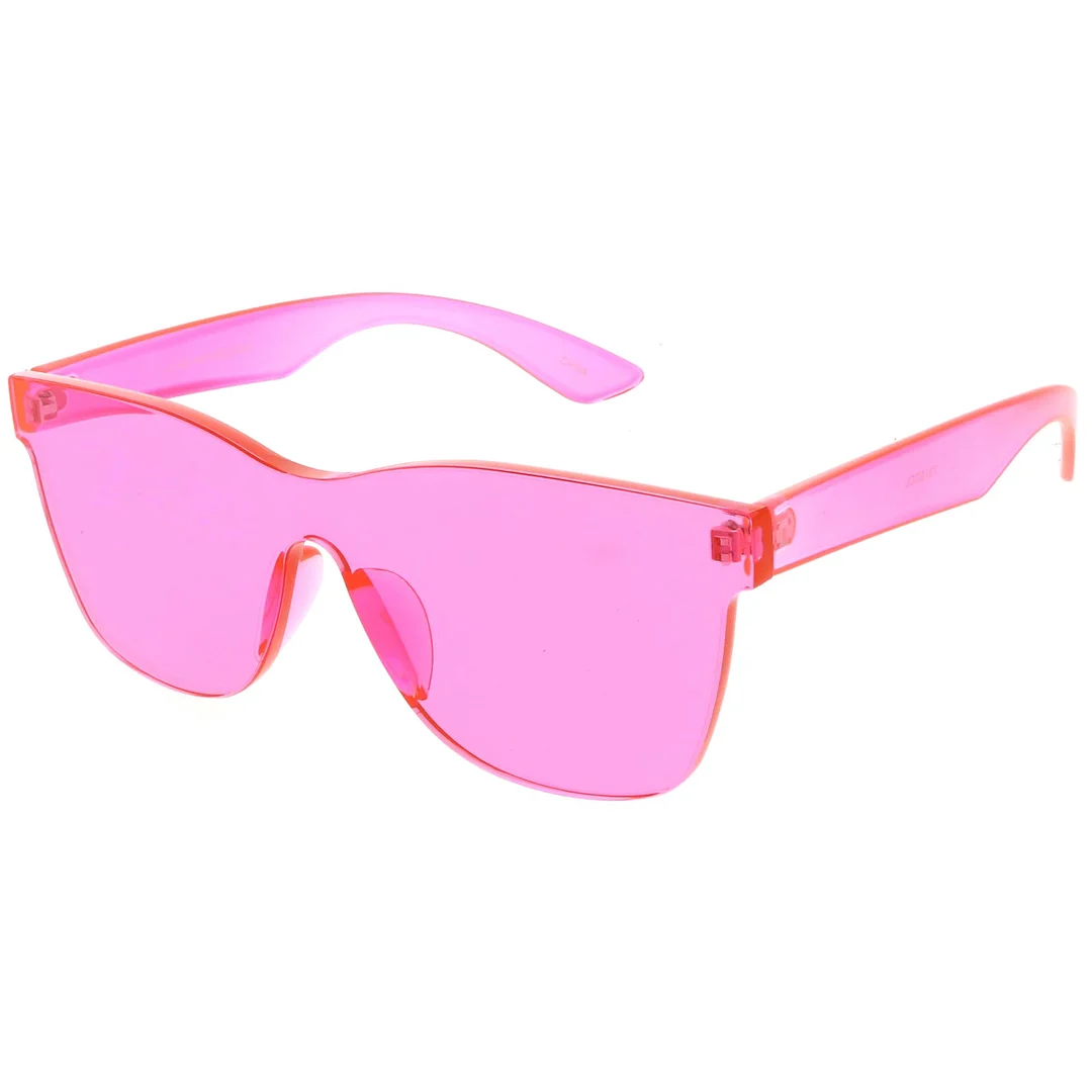 Rimless Horn Rimmed Mono Block glasses With Colorful One Piece PC Lens 68mm